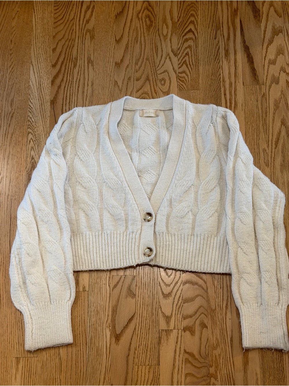Altar'd State Cream Cable Knit Cropped Cardigan